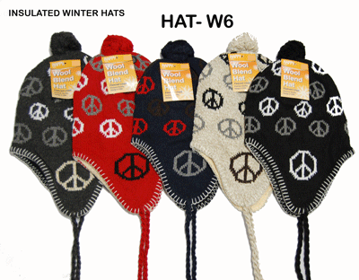 HAT W-6   Earflap Peace Sign